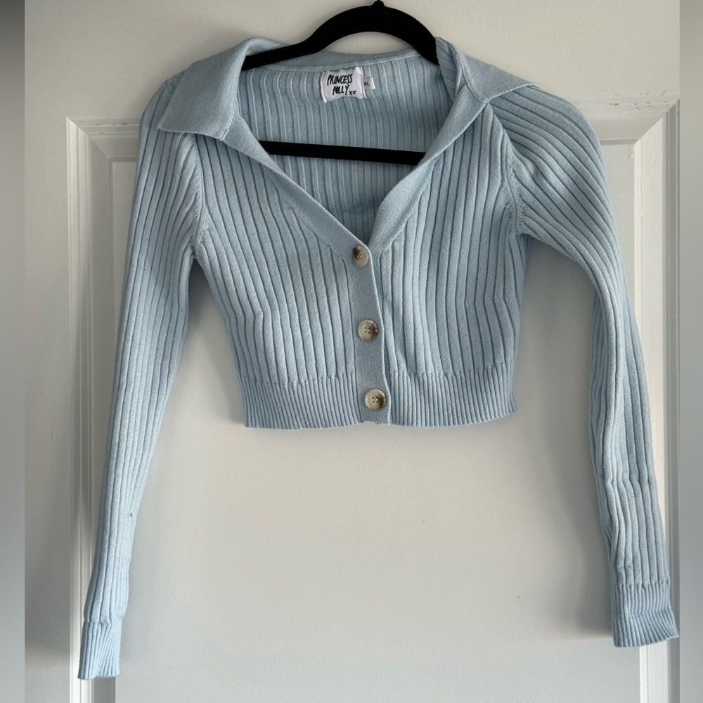 Princess Polly Button Down Cropped V-Neck Sweater